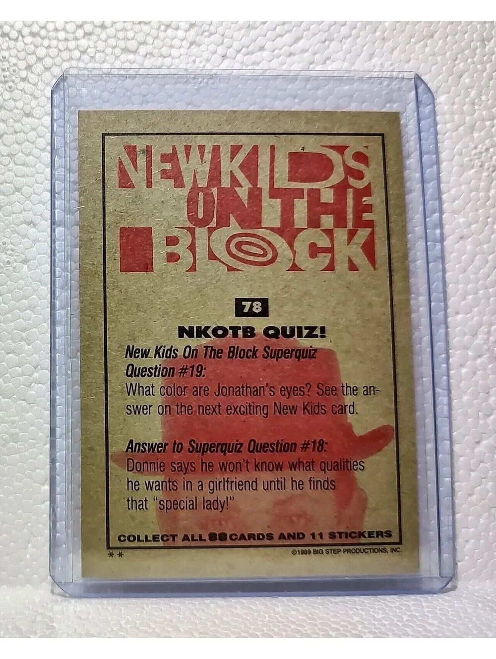 NKOTB Quiz! 1989 New Kids on the Block #78 Trading Card